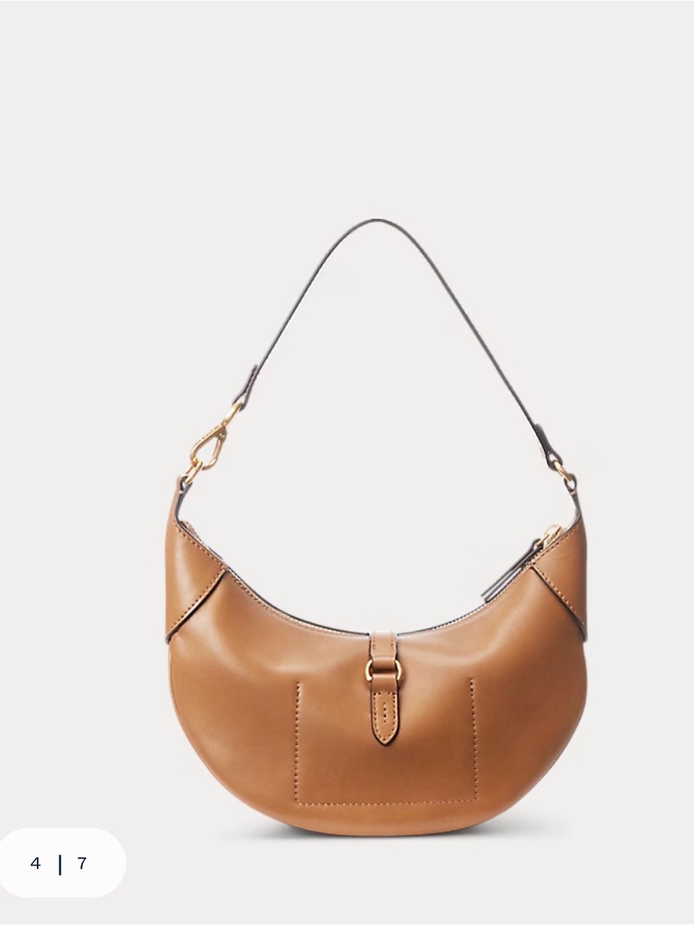 Polo by Ralph Lauren Tan Crescent ID calfskin Shoulder Bag with Gold Hardware